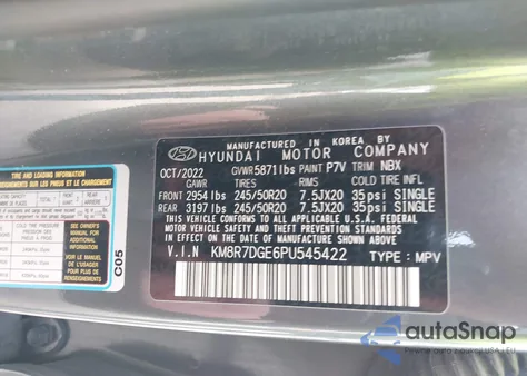 2023 Hyundai Palisade Calligraphy from USA, damaged, VIN KM8R7DGE6PU545422